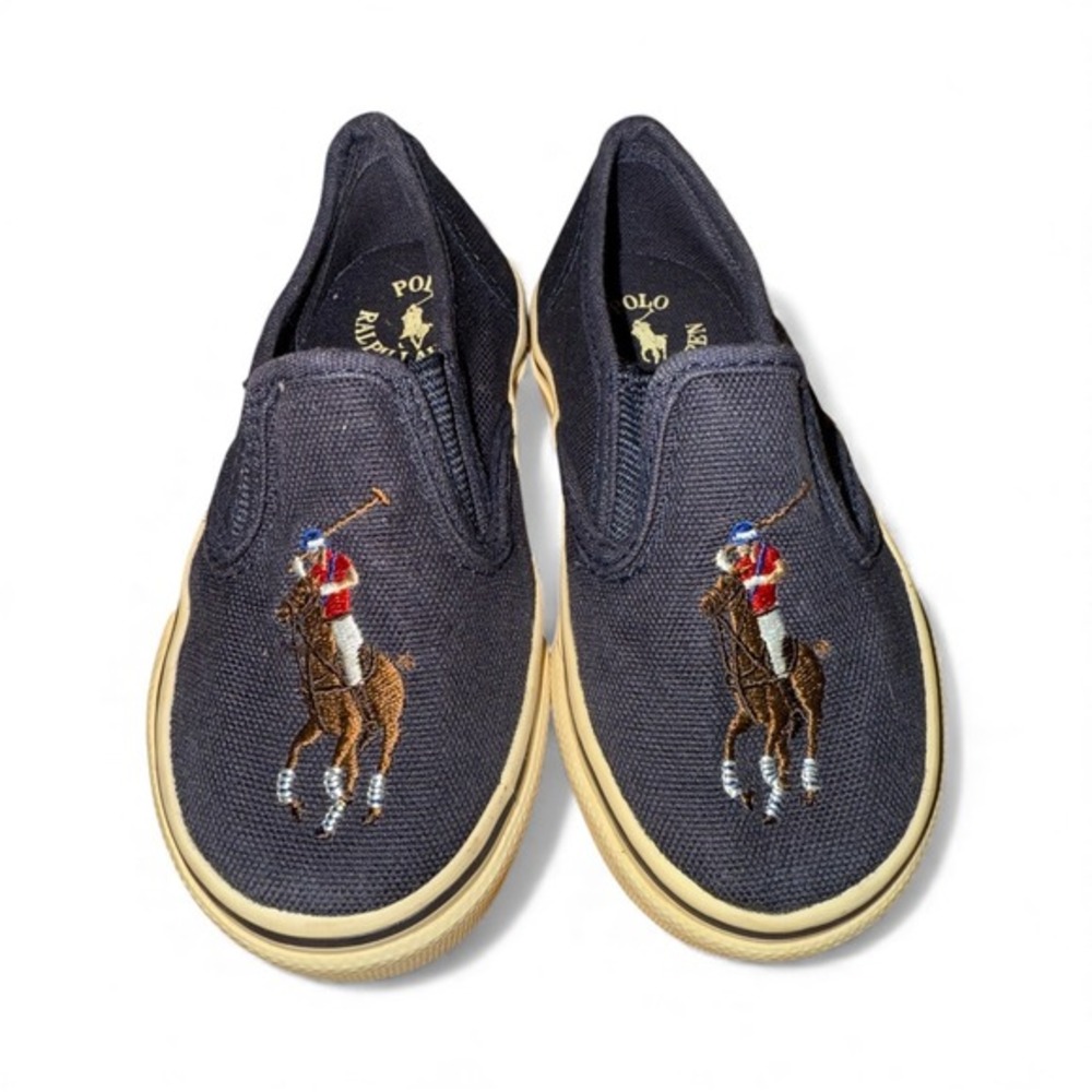 Polo Ralph Lauren Mansheim Pre-Owned Boys Toddler 7 Slip On‎ Blue Canvas Shoes